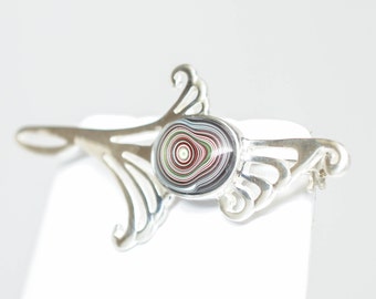 Fordite Brooch - Sterling Silver
