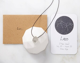 Leo Necklace in solid silver with silk cord