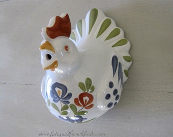 Vintage French Handmade Pottery Chicken String Dispenser Cute Kitsch Container