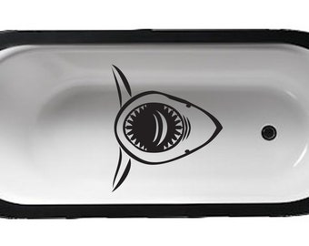 Great White Jaws - Bathroom Décor Tub Decal – Shower Wet Mirror art Tub soak unwind relax kids bathroom Ocean scene aquatic nautical Jaws