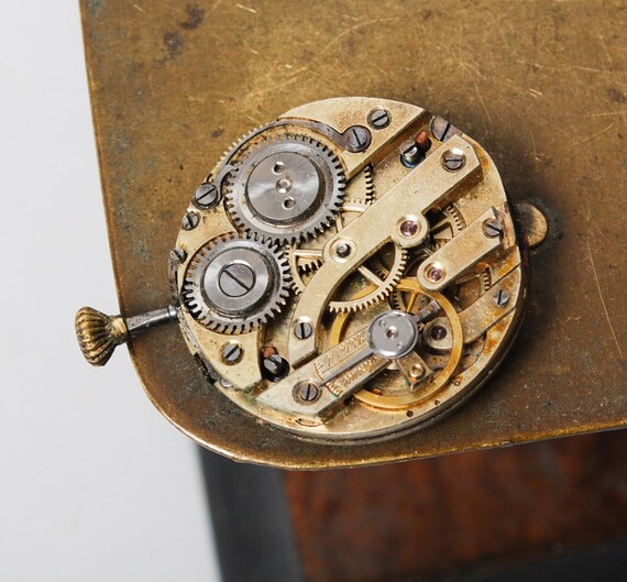 Antique watch movement, Swiss made mechanical watch part with porcelain dial by Alchemyshop steampunk buy now online