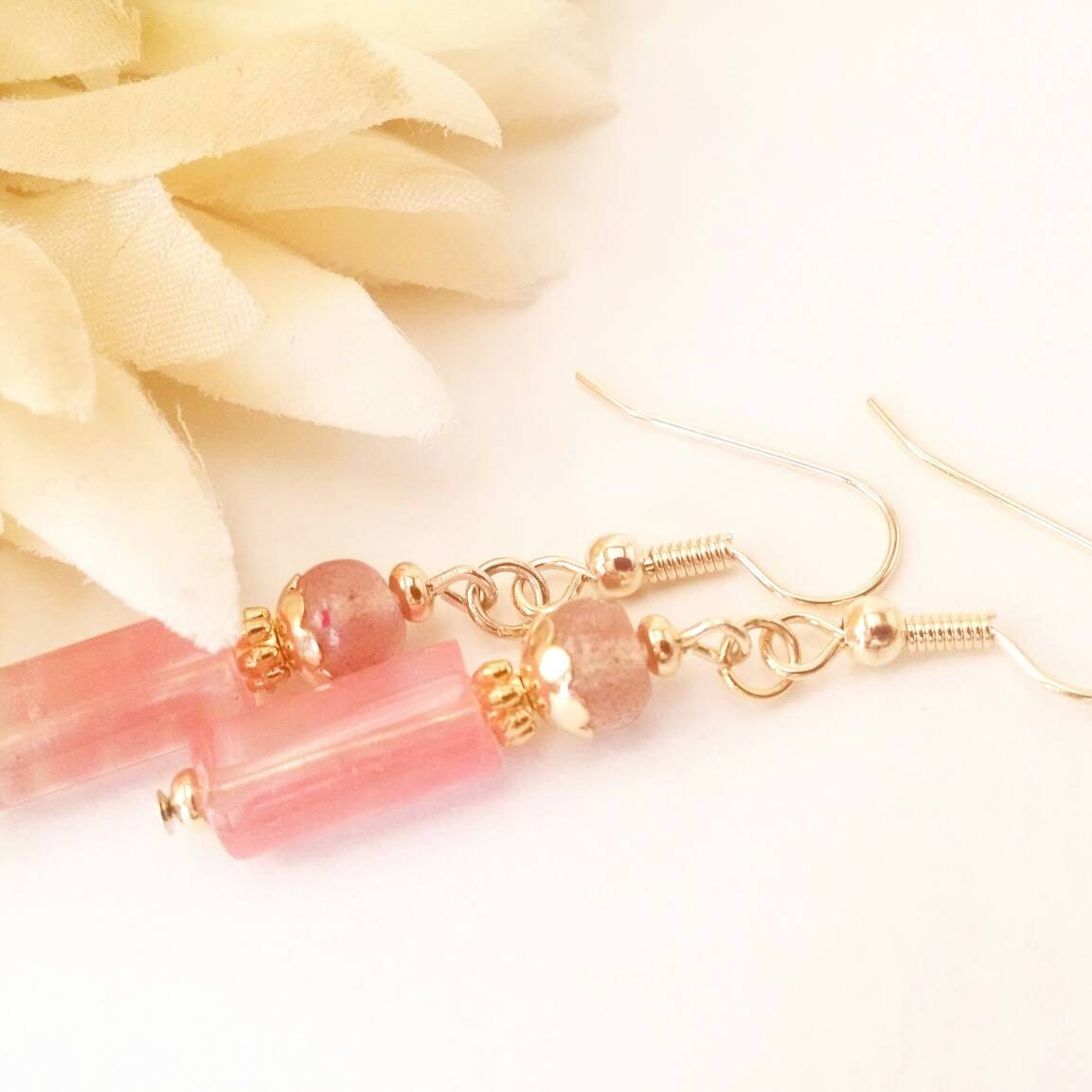 Cherry Quartz Earrings Pink Quartz Earrings Pink Gemstone