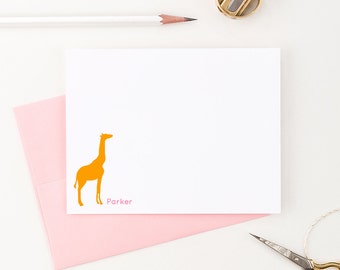 Giraffe Personalized Stationery // Custom stationery // Personalized Stationary // Animal Stationery // set of 10 flat note cards, KS019