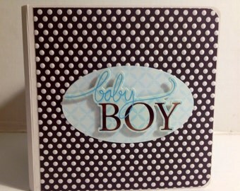 Baby Boy scrapbook premade chipboard Board Book mini album - 5x5