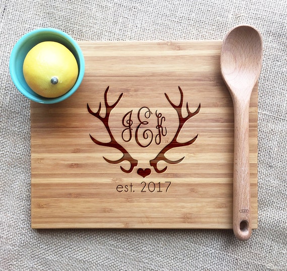 Monogrammed Antler Cutting Board Personalized With Monogram