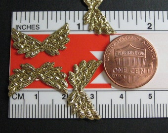 Tiny gold wings angel cherub fairy Dollhouse Miniature 6pcs metallic lame 21mm wing span craft supply scrapbook cell phone DIY deco