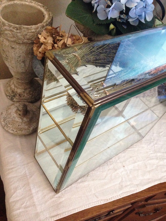 Items similar to Vintage Large Beveled Glass Mirror Display Case on Etsy