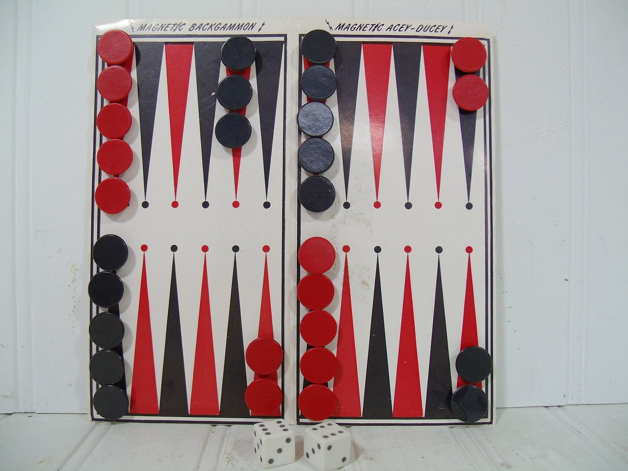 Vintage Magnetic Backgammon & Acey Ducey Travel Remotrol Game