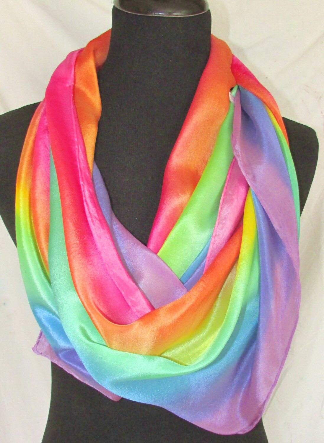 rainbow silk color guard scarf rainbow shawlgift for pastel Silk Pastel scarf her