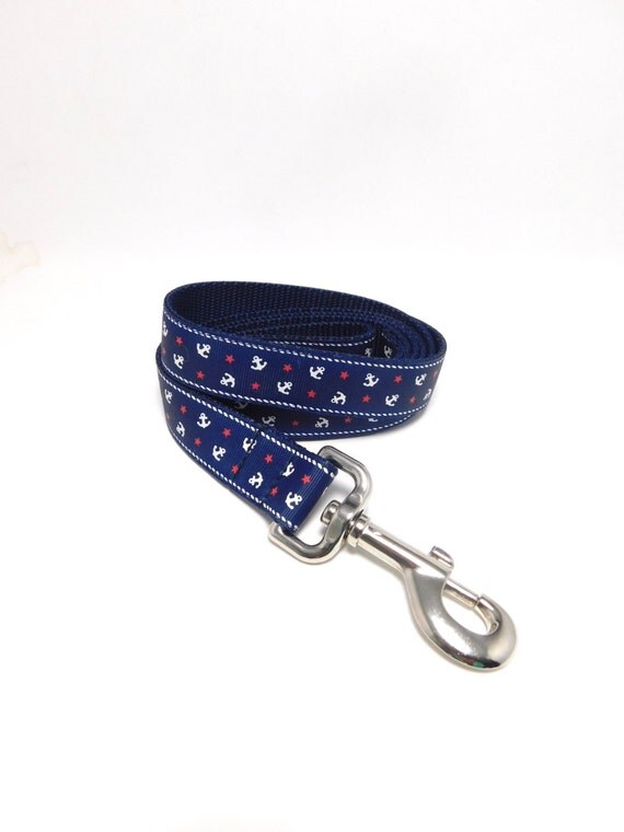 Nautical Dog Leash Width 1 3 different styles by MuttsnBones