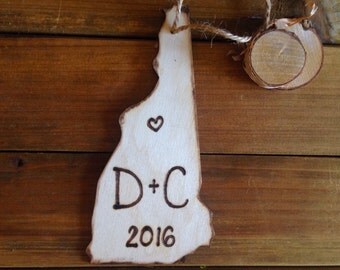 Christmas Ornament YOUR State Ornament Personalized Carved Initials Year Perfect for Newlyweds Wedding Gift Boyfriend Girlfriend ANY State