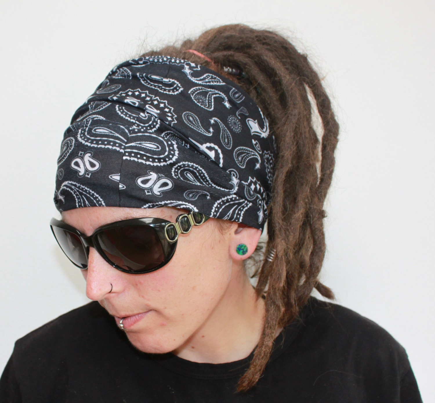 Black Bandana Headband headwrap Lightweight soft
