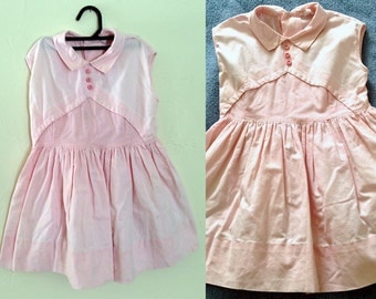 Vintage Childrens 1940s Pink Dress / 1940s Child Dress / Vintage Toddler Dress