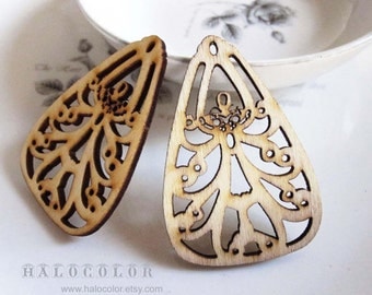31x49mm Pretty Nature Tear Drop Leaf Wooden Charm/Pendant MH230 11