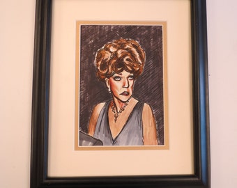 Pat Buckley Matted and Framed Sketch by Carter Herrington