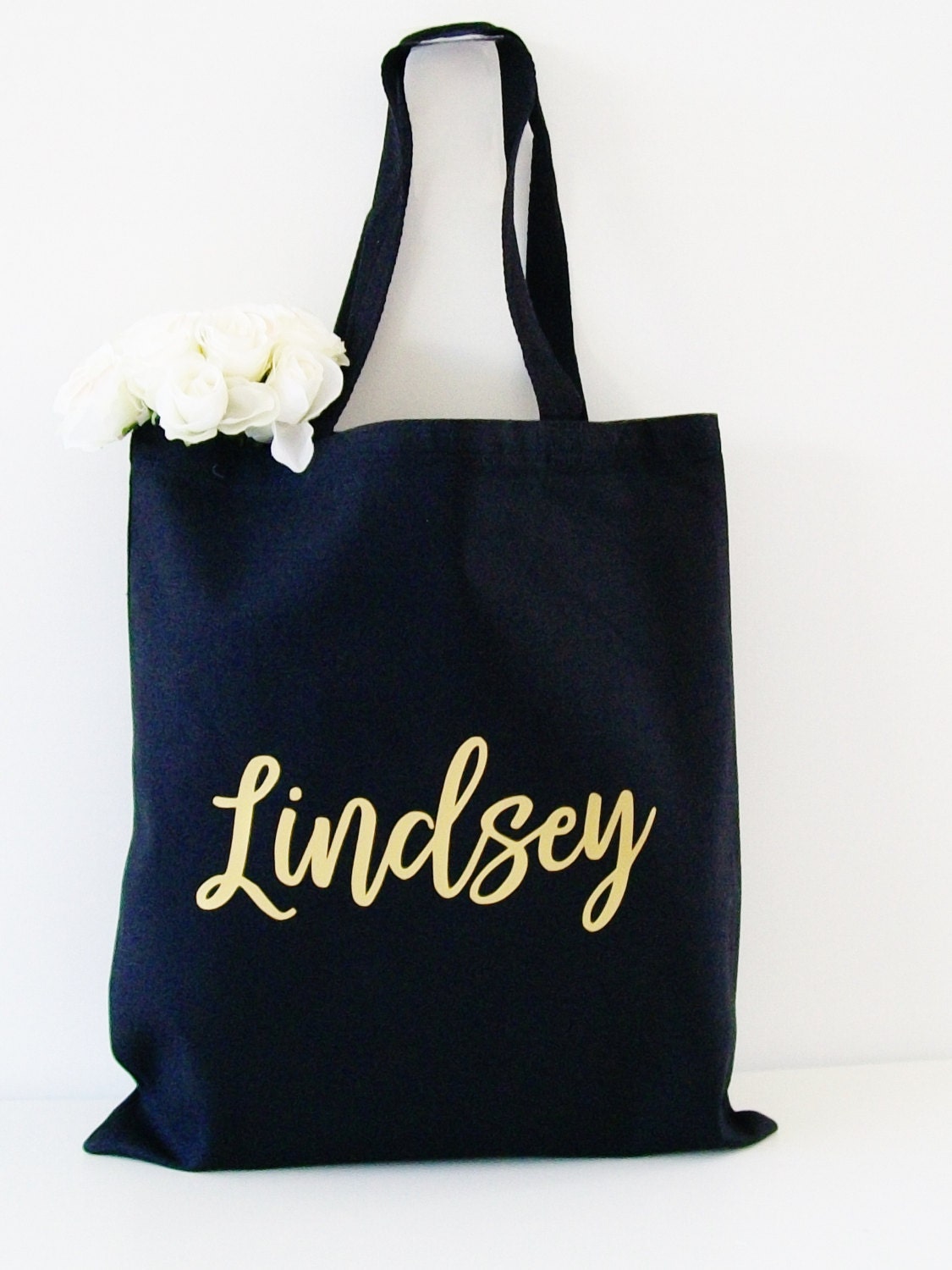 Black Tote Bag Custom tote bag Personalized Carry all tote