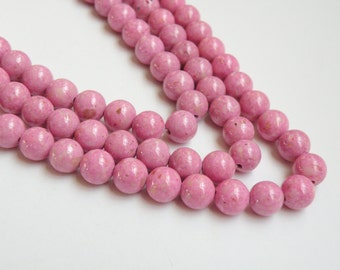 Riverstone beads in pink round gemstone 8mm full strand 9445GS