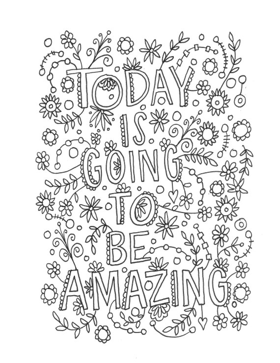 Quote coloring page INSTANT DOWNLOAD line art illustration.
