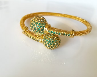 Emerald Bangle Bracelet, Emerald Kada, Indian Jewelry, Bridesmaid Gift