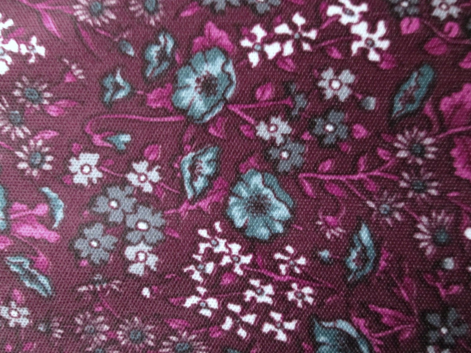 Small Print Floral Fabric Dark Maroon Purple Fabric with