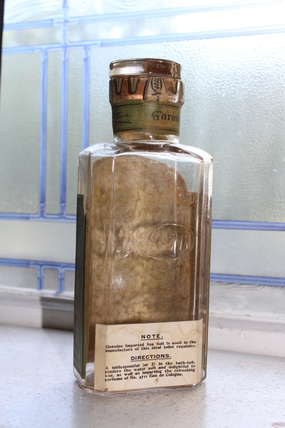Antique Bath Salts Bottle 4711 Eau De Cologne Large Bottle Bathroom Decor