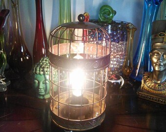 Vintage Look Bird Cage Lamp