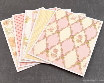 Pink Cards, Assorted Cards, Set of Cards, Blank Greeting Cards, Stationery Cards, Blank Cards, Handmade Cards, Greeting Card Set, Note Cards