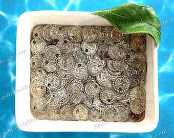 Coin Charms, Antique Silver Coins, Brass Coin Stampings, Belly Dancing Coins, Silver Coins MB-014-100