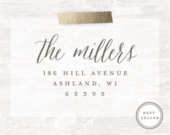 Address Stamp, Custom Address Stamp, Wood handled Rubber Stamp, Calligraphy Stamp, Personalized Gift, Custom Rubber Stamp, Housewarming Gift