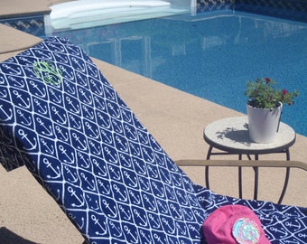 Beach LOUNGE CHAIR COVER made of velour cotton terry with side pocket