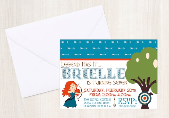 Brave {inspired} Invitation - Brave Party - Princess Merida - Brave party supplies Il_570xn