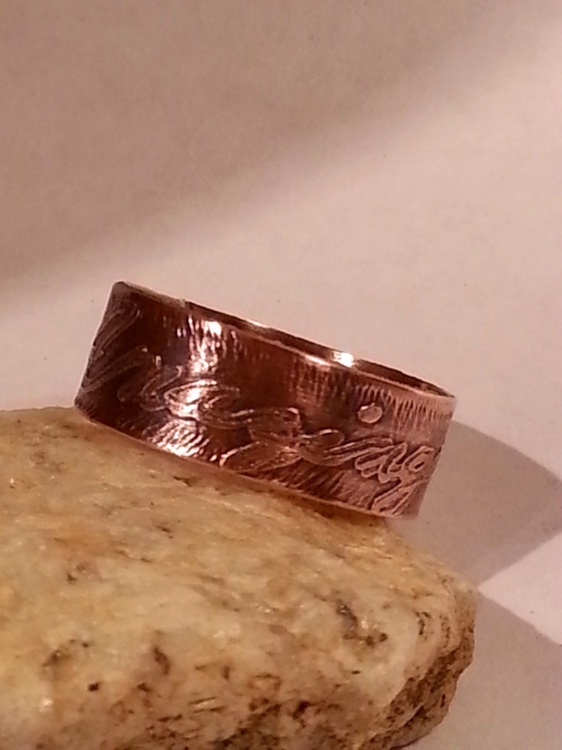 Copper Ring Etched Copper Ring Amazing Grace By Donnaspretties