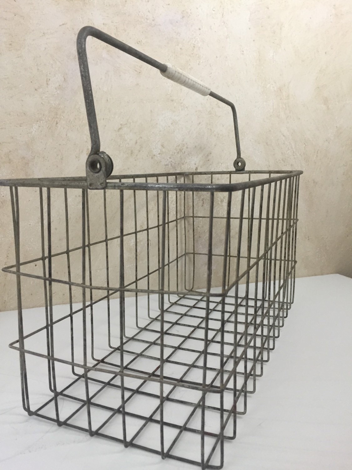 Vintage Large Rusty Metal Baskets Heavy Metal Wire Basket