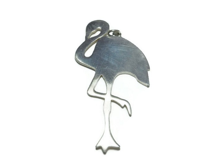 FREE SHIPPING Sterling stork pendant, vintage handmade, unmarked 925 sterling silver, large 3 1/4" tall