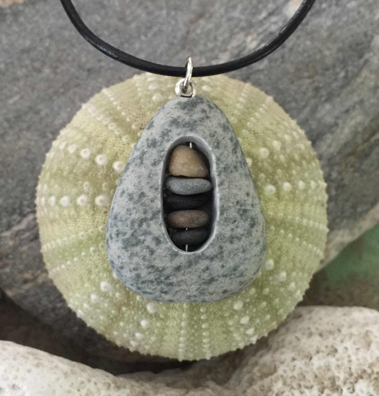 Beach stone jewelry beach stone necklace with by Seasidebyarlene3