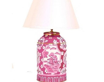 Dana Gibson Canton Tea Caddy Lamp Pink Chinoiserie Pagoda
