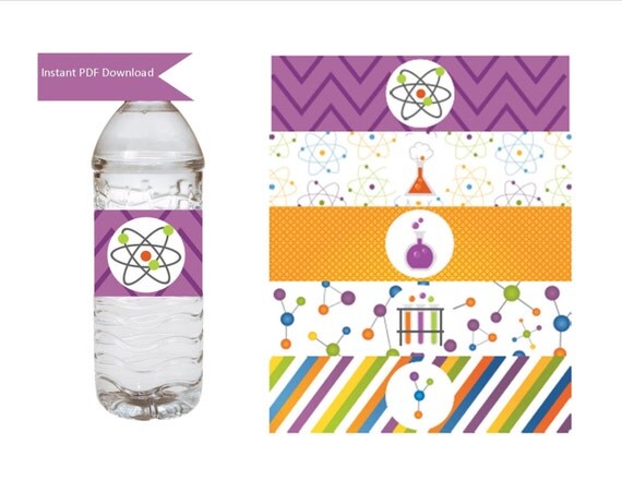 Science Birthday Party Water Bottle Labels, Instant Download, Scientist ...