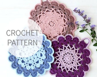 Crochet Pattern - Vintage Crochet Potholder Pattern - US, UK and Swedish terms - PDF file