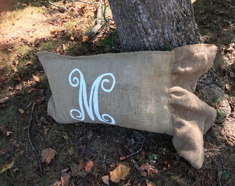 Burlap bag pillow case with ruffle