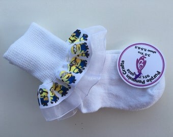 Super cute Minion Ruffle Socks Add bows