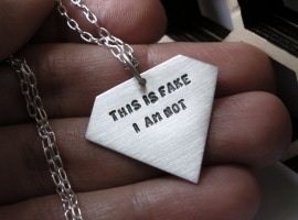 Still Not Fake - sterling silver fake diamond personalized pendant