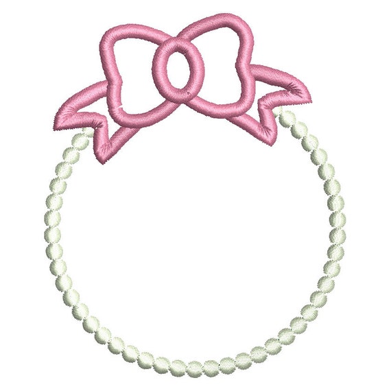 Download Pearls and Bow Monogram Frame Embroidery Design Instant