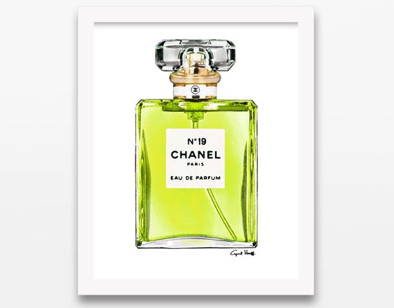 Coco Chanel Green Perfume No 19 Print Wall Art Fashion