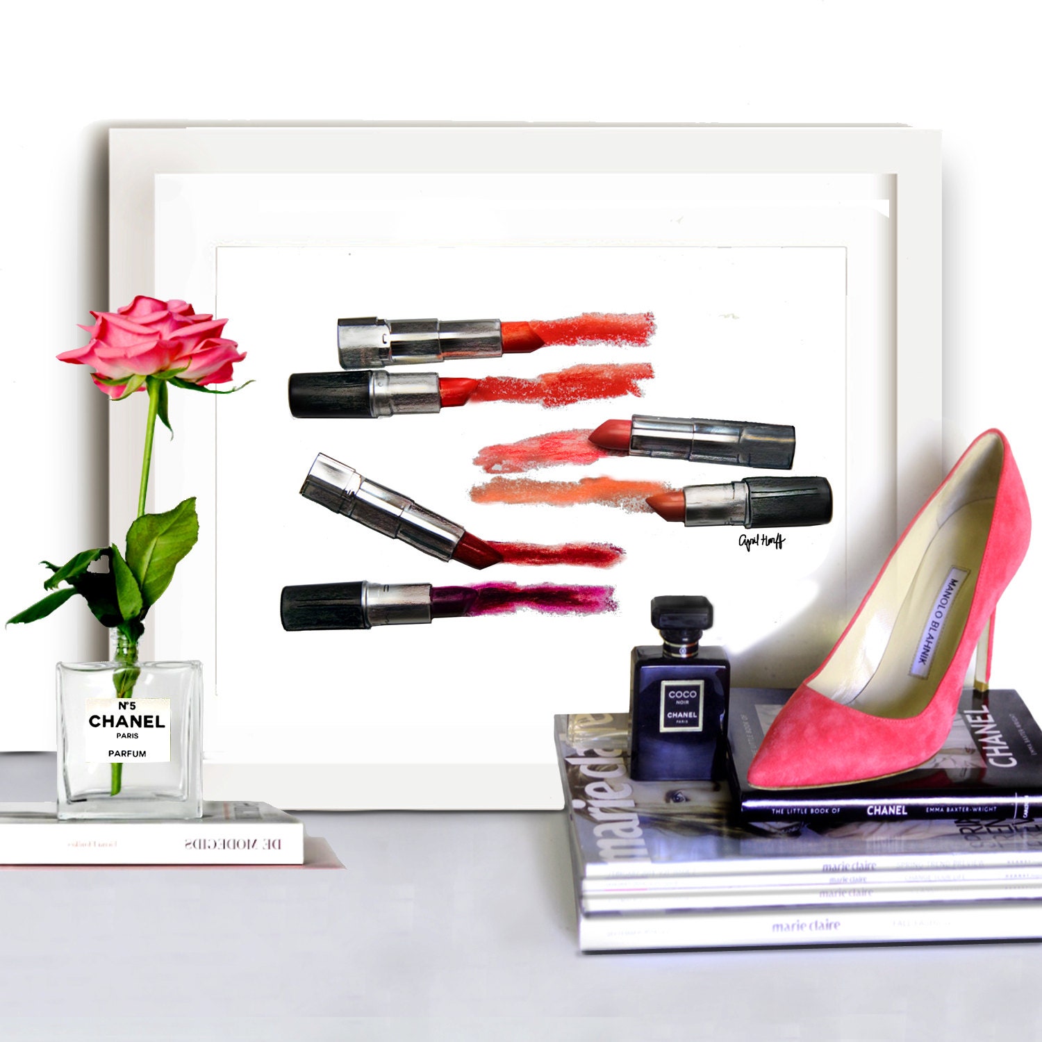 Lipstick Stains Print Wall Art Pencil by aprilmarionART on Etsy