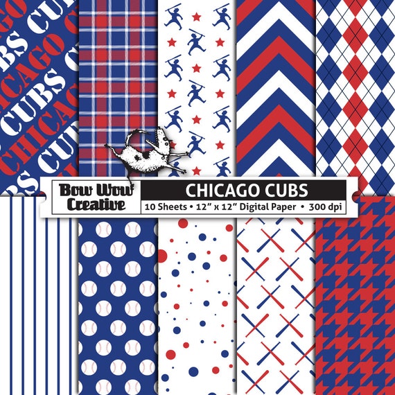 10 Chicago Cubs Digital Papers for Scrapbooking Digital
