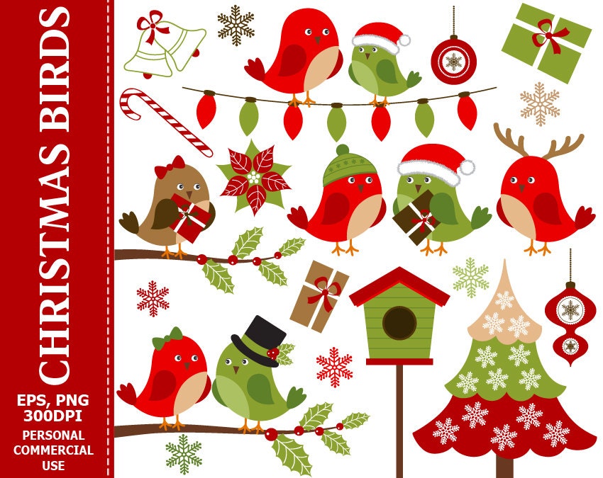 Christmas Birds Clip Art Bird Christmas Xmas Holly