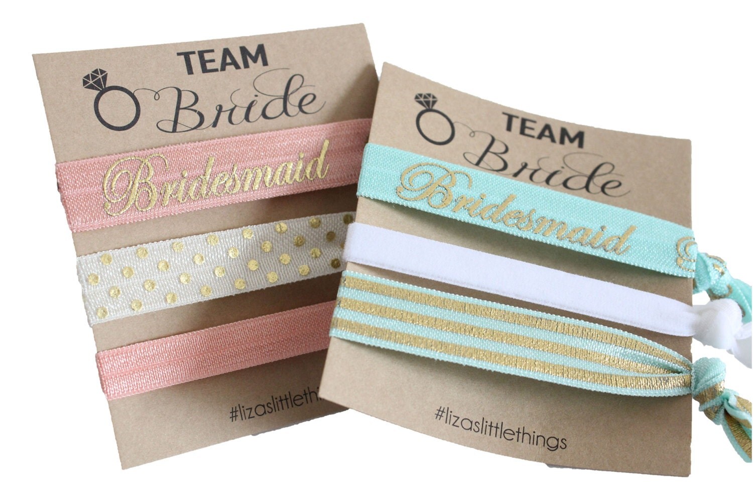 Bridesmaids hair ties. Fold over Elastic wedding gifts.