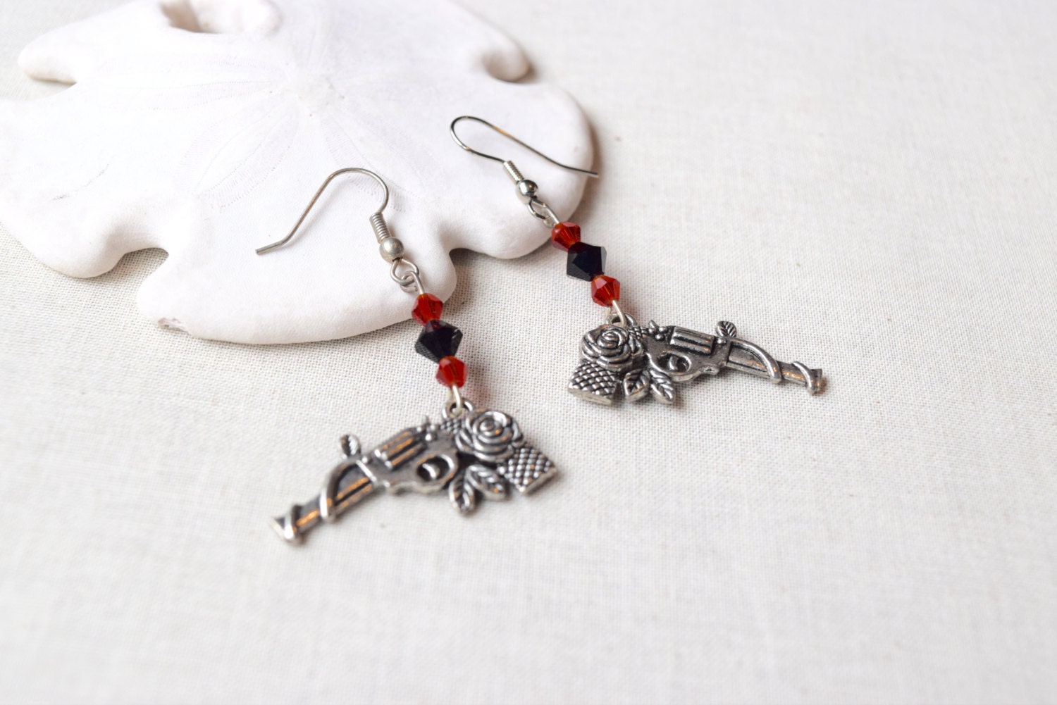 Silver Pistol Earrings Silver Gun Earrings