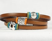 Woman's brown leather wrap bracelet, Charm bracelet, Magnetic clasp, CarolMade L71 Woman's brown leather wrap bracelet, Charm bracelet, Magnetic clasp, CarolMade L71