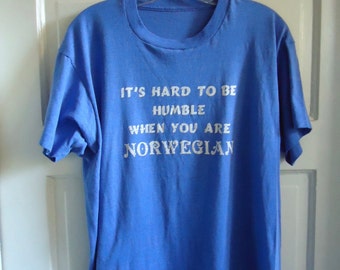 Vintage 80s NORWEGIAN Pride T Shirt sz M